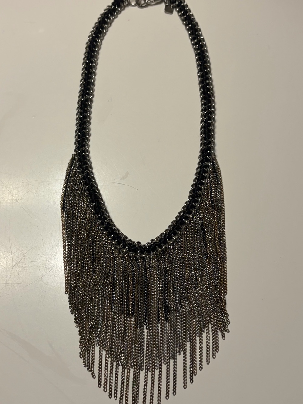 Banana Republic Statement Fringe Chain Necklace - Mixed Metal